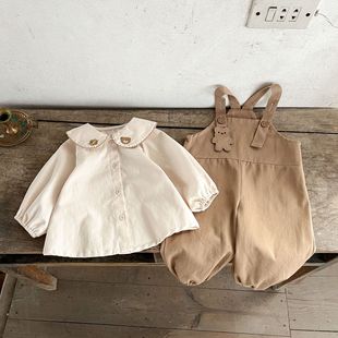 Korean style spring children's cotton bear top suspenders suit ins bow vest sweater cartoon skirt