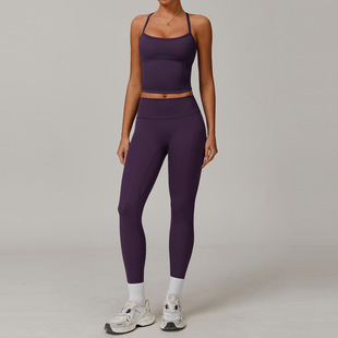 Cross-border Europe and the United States tight sanding yoga suit quick-drying fitness clothing winter outdoor running sports suit women 8519