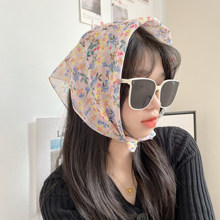New Spring and Summer Sunscreen Small Square Cotton Linen Scarf Women's All-match Headscarf Scarf Fashion Bag Headscarf Decorative Scarf