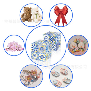 DD444 Foreign Trade Chinese Style Blue and White Porcelain Retro Beautiful Birthday Party Gift Candy Square Open Paper Box