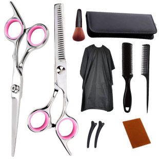 Factory wholesale hairdressing scissors Barber scissors set stainless steel Barber scissors set group flat scissors tooth scissors straight head scissors