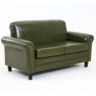 American retro coffee shop sofa small apartment living room double three-person clothing store men's leather sofa