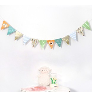 Festival Party Dress-up Supplies Birthday Flag Banner Triangle Flag Decoration Colorful Flag Hanging Flag Props Flower