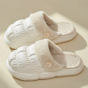 In stock cotton slippers women's autumn and winter home indoor warm couple detachable fleece-lined cotton slippers men's outer wear
