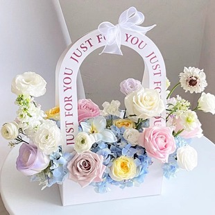 Goddess Festival flowers portable flower box hollow flower basket flower bag flower bouquet handmade diy material packaging box