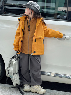 Girls' Jacket Children's Autumn and Winter Three-in-One Windbreaker 2024 Autumn Middle and Big Children's Mountaineering Suit Boys' Jacket