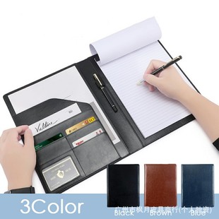 Japanese-style leather folder with card position creative leather material protective cover conference signature pad business gift