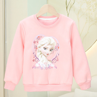 2024 spring and autumn men's and women's sweater T-shirt winter long-sleeved baby cotton top bottoming shirt fleece-lined thickened warm