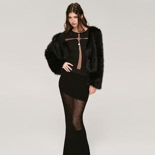 2024 Korean Style Hot Girl Design Autumn and Winter New Cross Hollow Top Sexy Slim Waist Long Sleeve Base Shirt