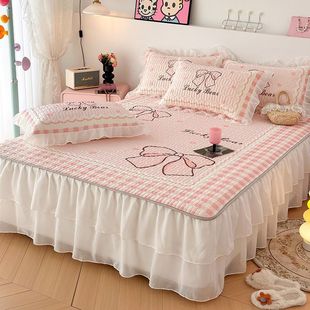 New Summer Princess-style Double-layer Latex Mat Bed Skirt Ice Silk Mat Cool Three-piece Bedspread Two-piece Set