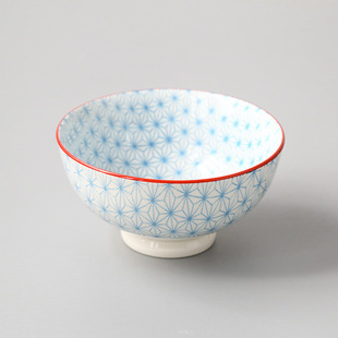 Japanese Style Hefeng 4.5-inch Rice Bowl Ceramic Underglaze Color High-foot Thick Bowl European Style Simple Small Soup Bowl for Home