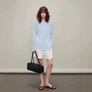 Siyuan Normcore Row Style Tencel Delicate Nude Deconstructed Oversized Bat Sleeve Slimming Look Sun Protection T-Shirt 7805
