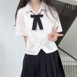 Short JK Shirt Long-sleeved Short-sleeved Basic Academic Style Loose All-match White Shirt Niche Design Sense Top for Women