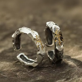 Personalized Fashion Geometric Ring Retro Zinc Alloy Opening High-grade Finger Ring Niche Design Men's Ring