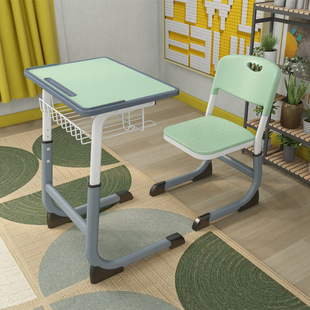 J ^ Thickened Liftable Desks and Chairs for Primary and Secondary School Students Training Course Tutoring Class Desks and Chairs School Classroom Children's Learning Table
