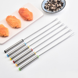 Cross-border Stainless Steel Fork bbq Barbecue Fork Chocolate Cheese Hot Pot Fork Fruit Dessert Fork Egg Picking Needle