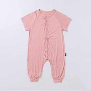 Modal baby short-sleeved trousers one-piece clothes summer thin boys' and girls' baby Ice Silk summer clothes air conditioning clothes