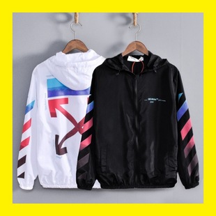 Off gradient arrow sun protection clothing for men and women couples ow fashion brand air conditioning shirt outdoor sports leisure hoodie light and light