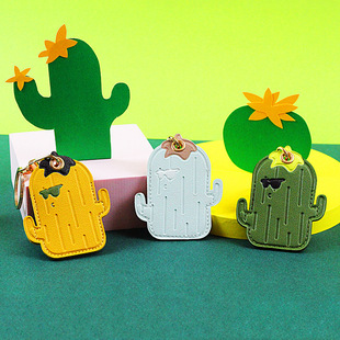 Cartoon Cactus Anti-loss Device Case Water Drop Round Small Square Access Card Protective Case Cute Keychain Wholesale