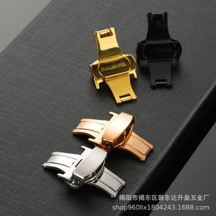 Double press butterfly buckle stainless steel leather strap buckle hand polished vacuum plating manufacturers a large number of spot wholesale