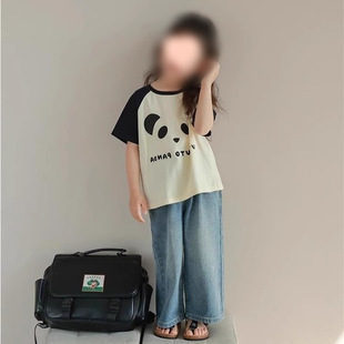 2025 Spring and Summer Fashionable Korean Style Girl's Long Pants Loose Multi-Pocket Casual Fashionable Jeans Wide Leg Pants