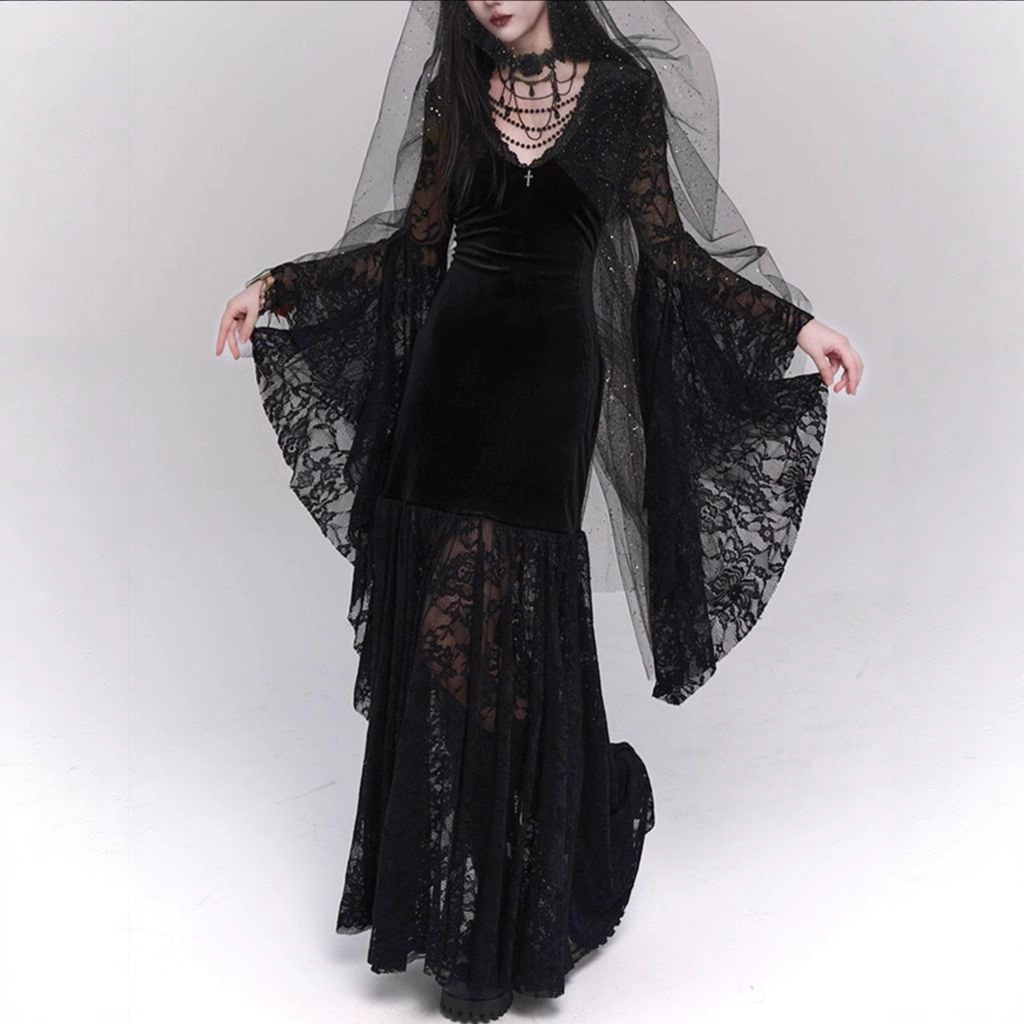 Dark Women's Gothic Style French Retro Dress Halloween Costume Wear Cos Costume