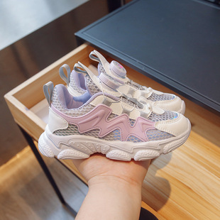 Swivel Button Girls Shoes Spring and Autumn 2025 New Children's Sports Spring Shoes Girls Online Red Net Shoes Brand Explosions