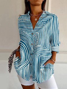 2024 Plaid Striped Women's Split Long Sleeve Shirt New Hot Selling Factory Supply Shirt Women's Casual Trend