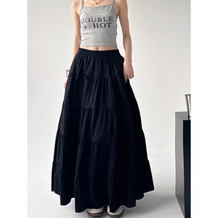 2024 Spring and Summer White Skirt Women's New High Waist Retro Loose Bow Elegant Medium A- line Skirt