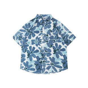 Thirteen lines of independent original main push men's 2022 spring and summer new full print couples fashion brand short sleeve shirt men