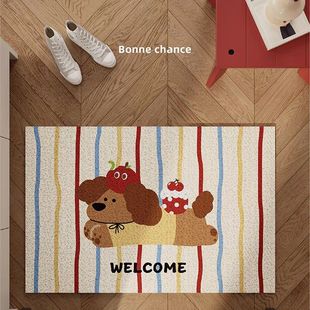 Cartoon silk ring floor mat dirt-resistant entrance sausage puppy non-slip mat entrance mud scraping dirt can be cut foot mat
