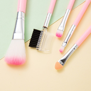 Cross-border small 5 makeup brush suit portable blush brush pink makeup brush eye shadow brush in stock makeup brush