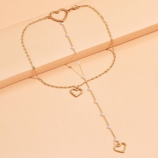 European and American Cross-border Trendyy Hot Style High-looking Long Pearl Heart Back Chain Necklace Creative Stylish Geometric Necklace