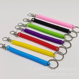 Spot wholesale EVA color telephone line Spring rope color key chain alloy dog buckle retractable lanyard