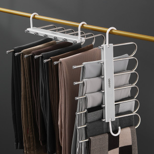 Pants storage artifact hanger folding pants rack multi-layer telescopic pants rack pants hanger wholesale source manufacturers