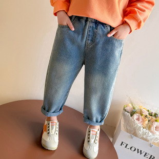 Girls' Jeans Spring and Autumn 2024 New Children's Online Popular Foreign Style Fashionable Trousers Baby Girls' Spring Casual Pants