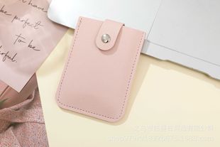 Thickened pull-out card holder storage multi-card pu stacked business card holder leather with snap button small batch card holder