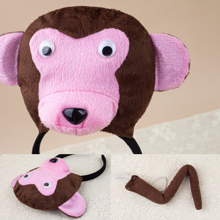 New Cross-border Special Animal Hair Band Little Monkey Ear Headwear Halloween Hair Tie Cave Children's Cute Headband
