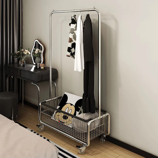 Internet Popular Movable Hanger Floor-Standing Bedroom Household Indoor Clothes Storage Rack Coat Rack Living Room Balcony