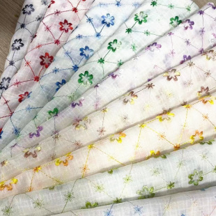Spring and Summer translucent embroidery fashion fabric ancient costume tablecloth curtain clothing women's clothing fabric wholesale embroidered cloth
