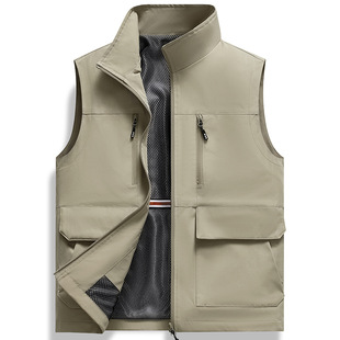 Spring and Autumn New Outside Wearing Collar Casual Vest Outdoor All-match Men's Waistcoat Sleeveless Jacket
