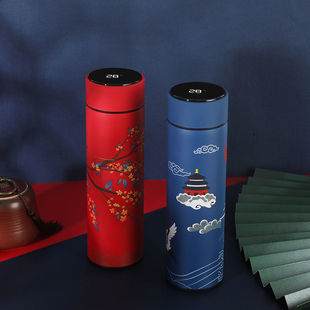 National fashion style vacuum cup Chinese style retro element male and female students stainless steel artistic Cup creative lettering water Cup