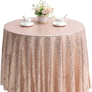 Wholesale cross-border Nordic American hotel wedding banquet decoration ins round solid color tablecloth fabric sequins tablecloth