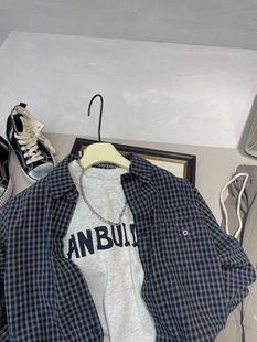 Small Plaid Long-sleeved Shirt Long-sleeved T-shirt Base Shirt Two-piece Children's Top suit 2025 Spring Boys' Fashion