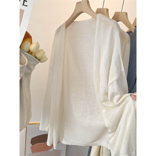 Lazy Style Sun-proof Cardigan Women's Summer Mid-length Loose Knitted Coat Autumn Slip Skirt Outer Shawl Blouse Top