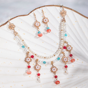 Han clothing soft silk ancient style necklace pearl silk long flow Su Han element Dunhuang accessories ancient costume 18.9GF006
