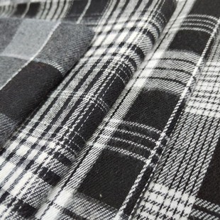 Polyester cotton yarn-dyed sanding twill black and white plaid vintage Hong Kong style shirt coat trousers bag shoe hat surface