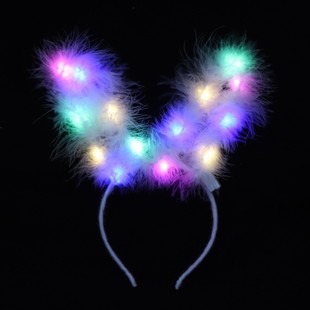Luminous 14 Lights Fox Hair Band Feather Rabbit Ear Headwear Hair Accessories Activity Props Gift Headband Night Market Stall