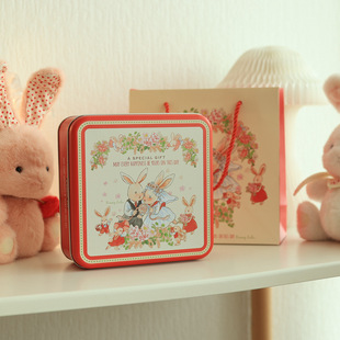 17cm Square Biscuit Box Square Tinplate Box Gift Box Iron Box Accompanying Gift Box