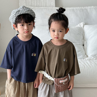 Jiaye Children's 2025 Children's Summer New Cartoon Short-sleeved T-shirt Men's and Women's Baby's Western Style All-match Half-sleeved Top